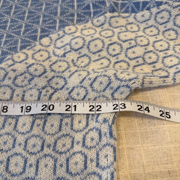 COCOBLEU NY Boho Hooded Knit Sweater | Blue Nordic Fair Isle Tassel Pullover M - Picture 6 of 6